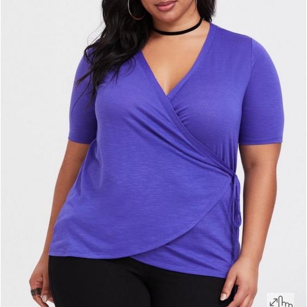 Torrid Knit Faux Wrap Side Tie Top